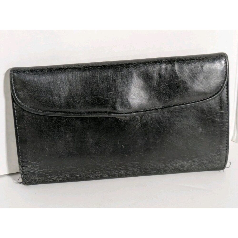 Vintage Coach Wallet Black Leather Water Buffalo Trifold